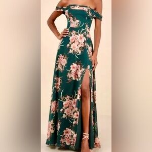 Lulu's Floral Green Maxi Dress
